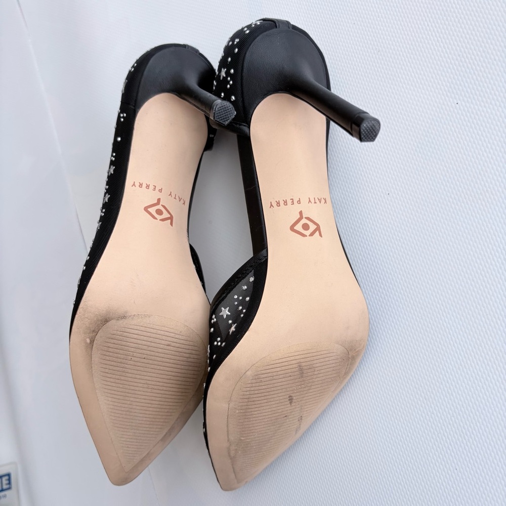 Katy Perry Collections Black Mesh Pointed Toe Sheer Heels Wome's Shoes Size 6.5 - Picture 3 of 8